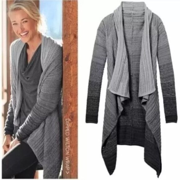 Athleta‎ Womens Gray Ombre Waterfall Front Cardigan Sweater Size S - Picture 1 of 9
